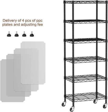 Small Shelves Storage Wire Metal Adjustable Shelf Unit with Wheels