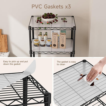 Small Shelves Storage Wire Metal Adjustable Shelf Unit with Wheels