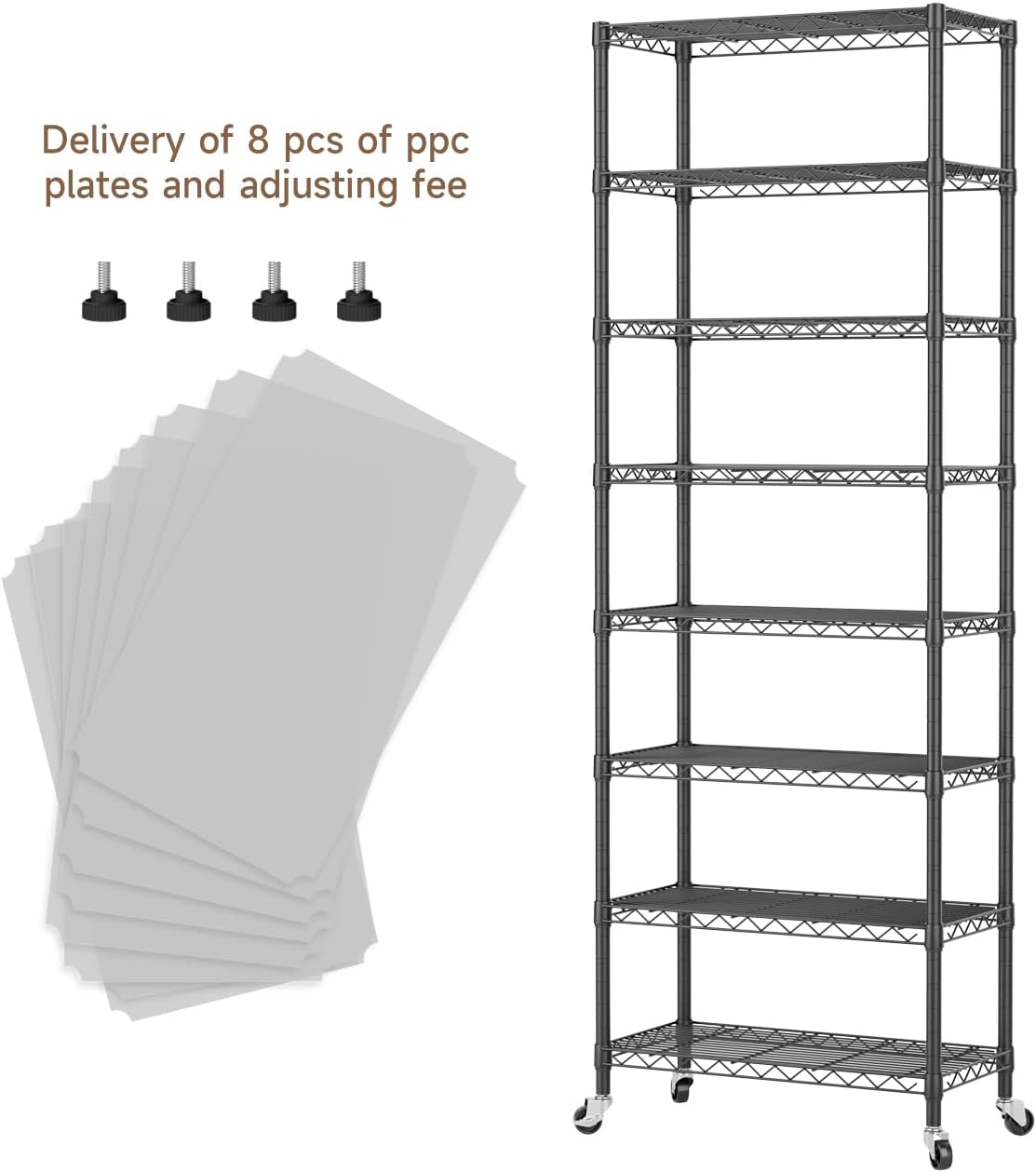 Small Shelves Storage Wire Metal Adjustable Shelf Unit with Wheels