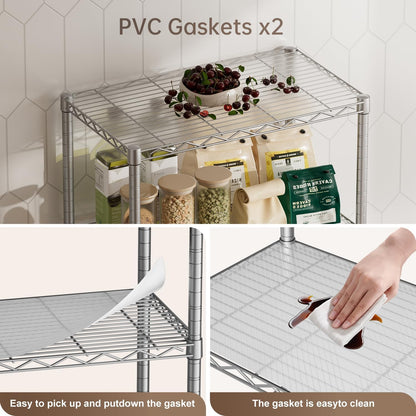 Small Shelves Storage Wire Metal Adjustable Shelf Unit with Wheels