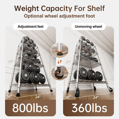 Small Shelves Storage Wire Metal Adjustable Shelf Unit with Wheels