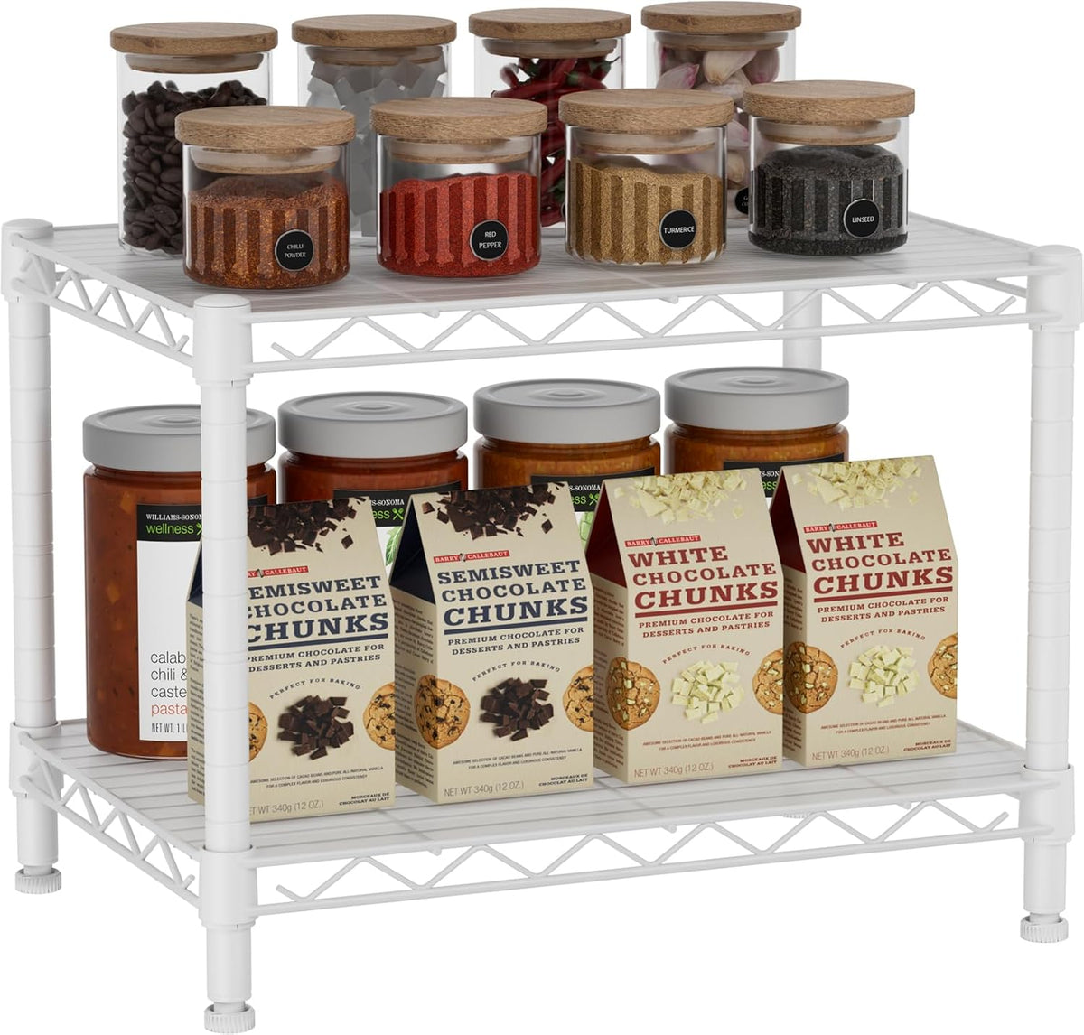 Small Shelves Storage Wire Metal Adjustable Shelf Unit with Wheels