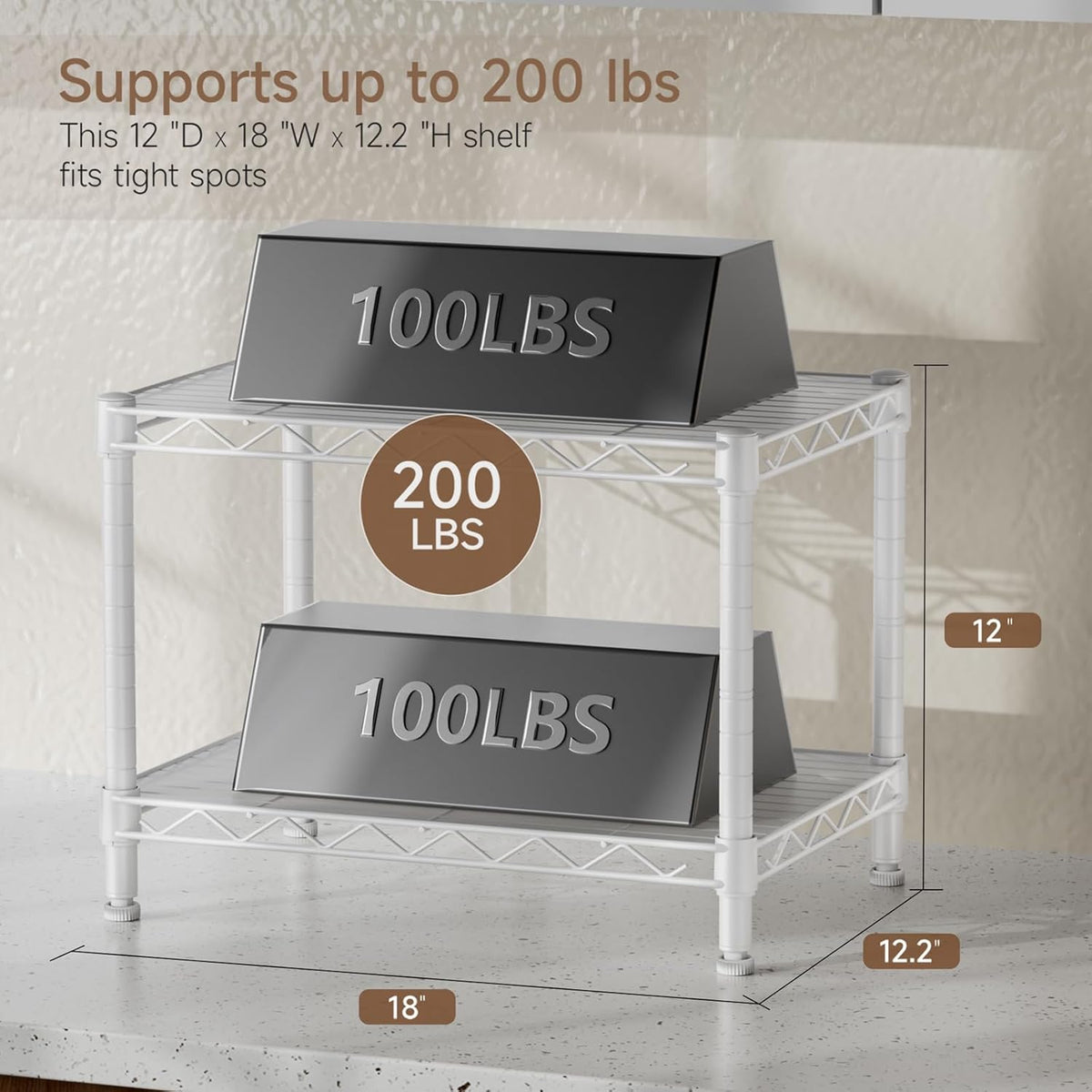 Small Shelves Storage Wire Metal Adjustable Shelf Unit with Wheels