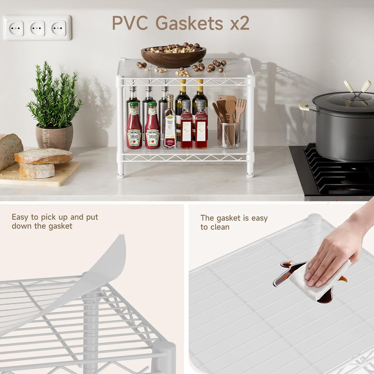 Small Shelves Storage Wire Metal Adjustable Shelf Unit with Wheels