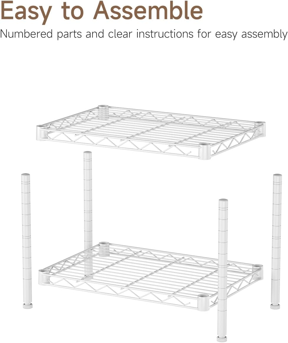 Small Shelves Storage Wire Metal Adjustable Shelf Unit with Wheels