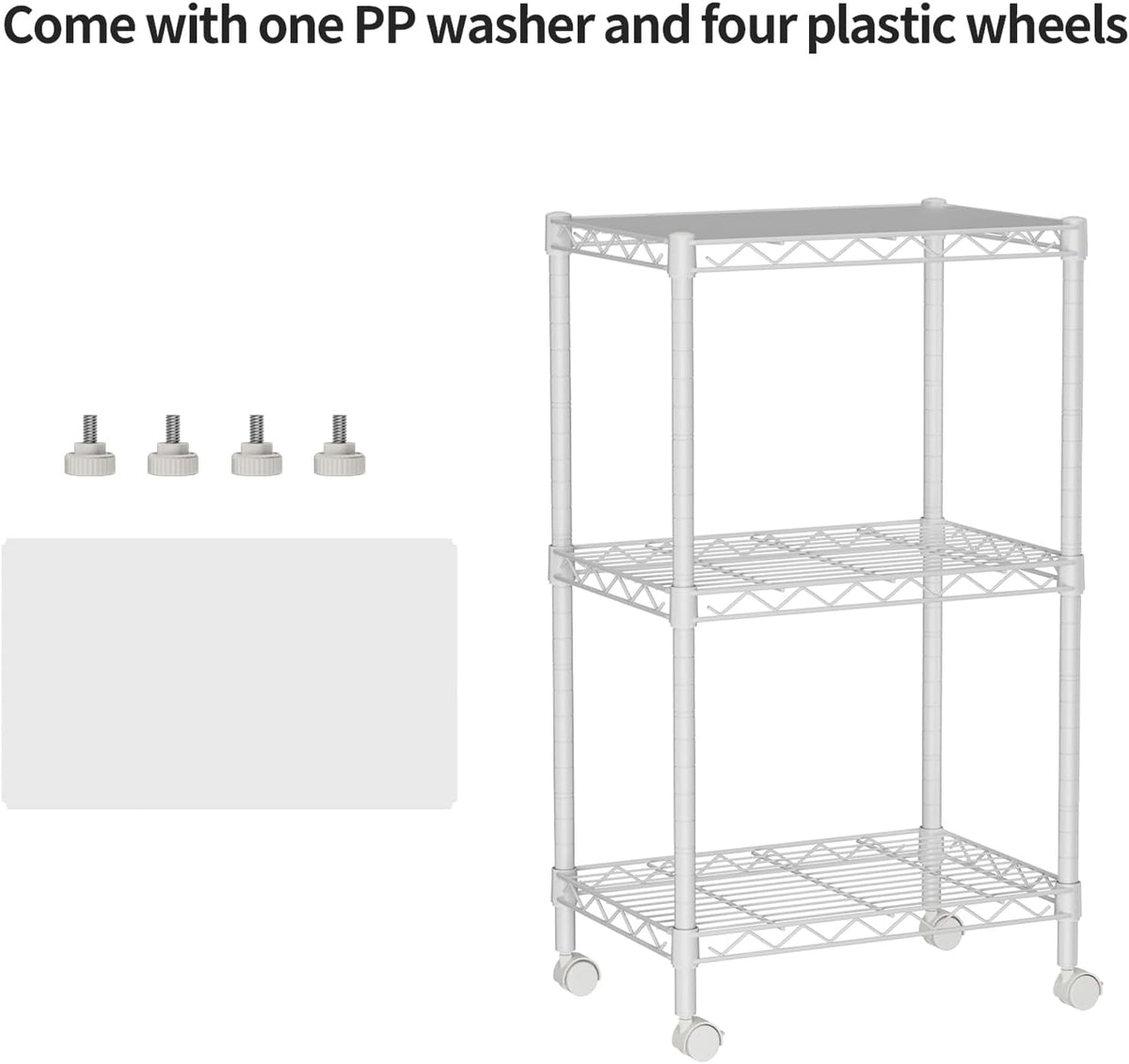 Small Shelves Storage Wire Metal Adjustable Shelf Unit with Wheels