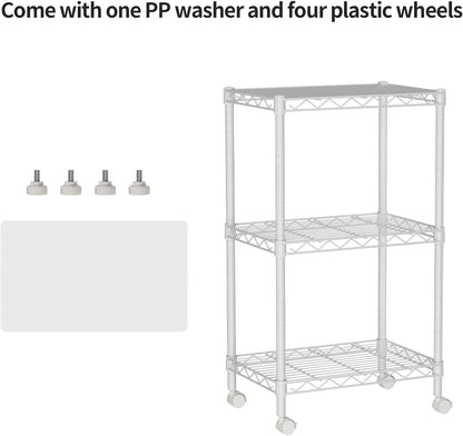 Small Shelves Storage Wire Metal Adjustable Shelf Unit with Wheels