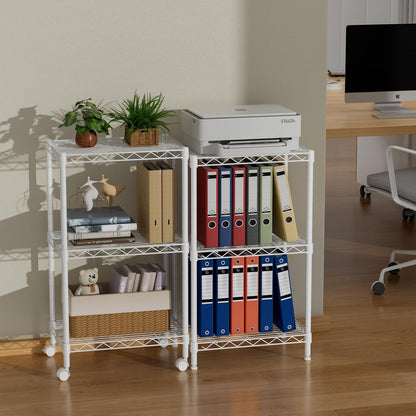 Small Shelves Storage Wire Metal Adjustable Shelf Unit with Wheels