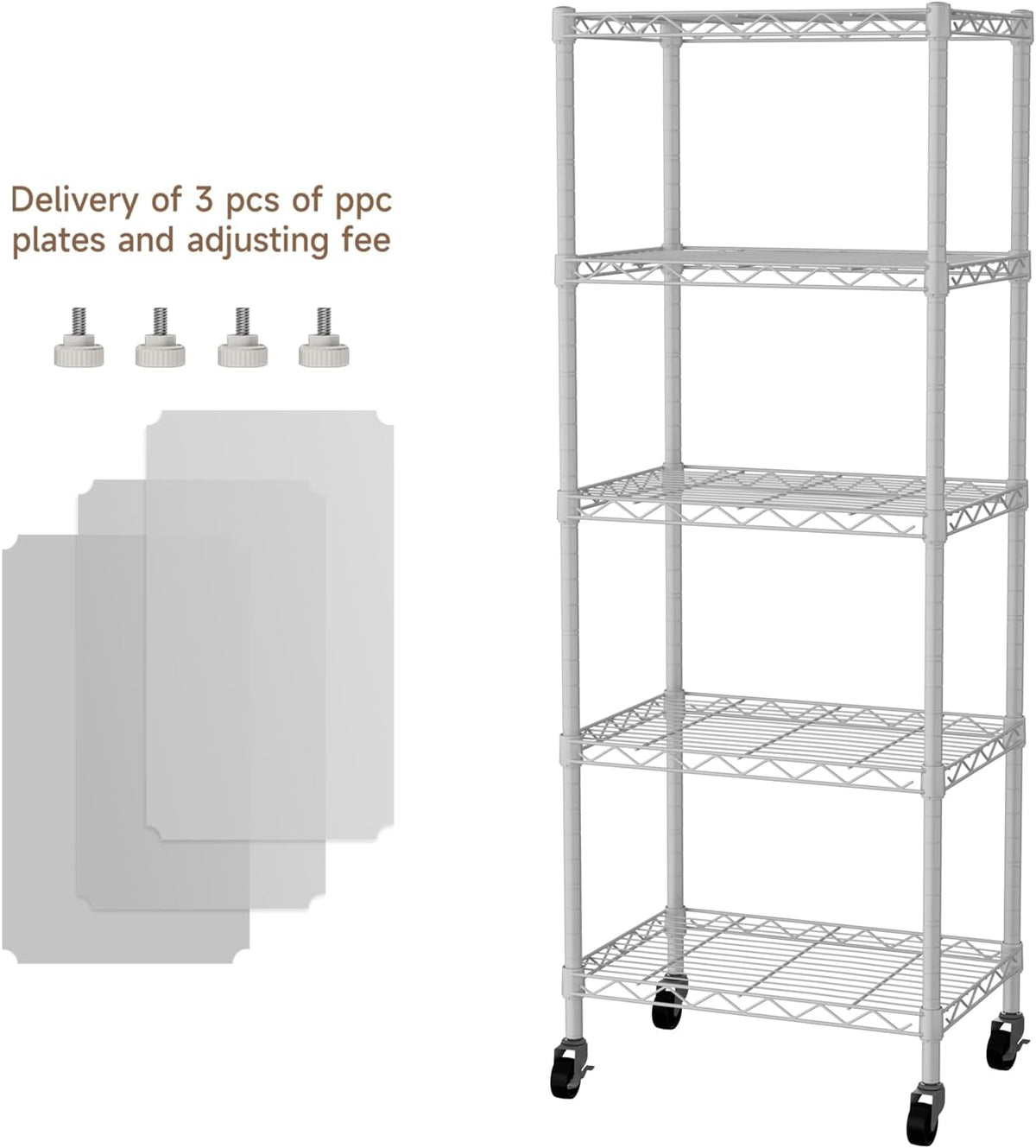 Small Shelves Storage Wire Metal Adjustable Shelf Unit with Wheels