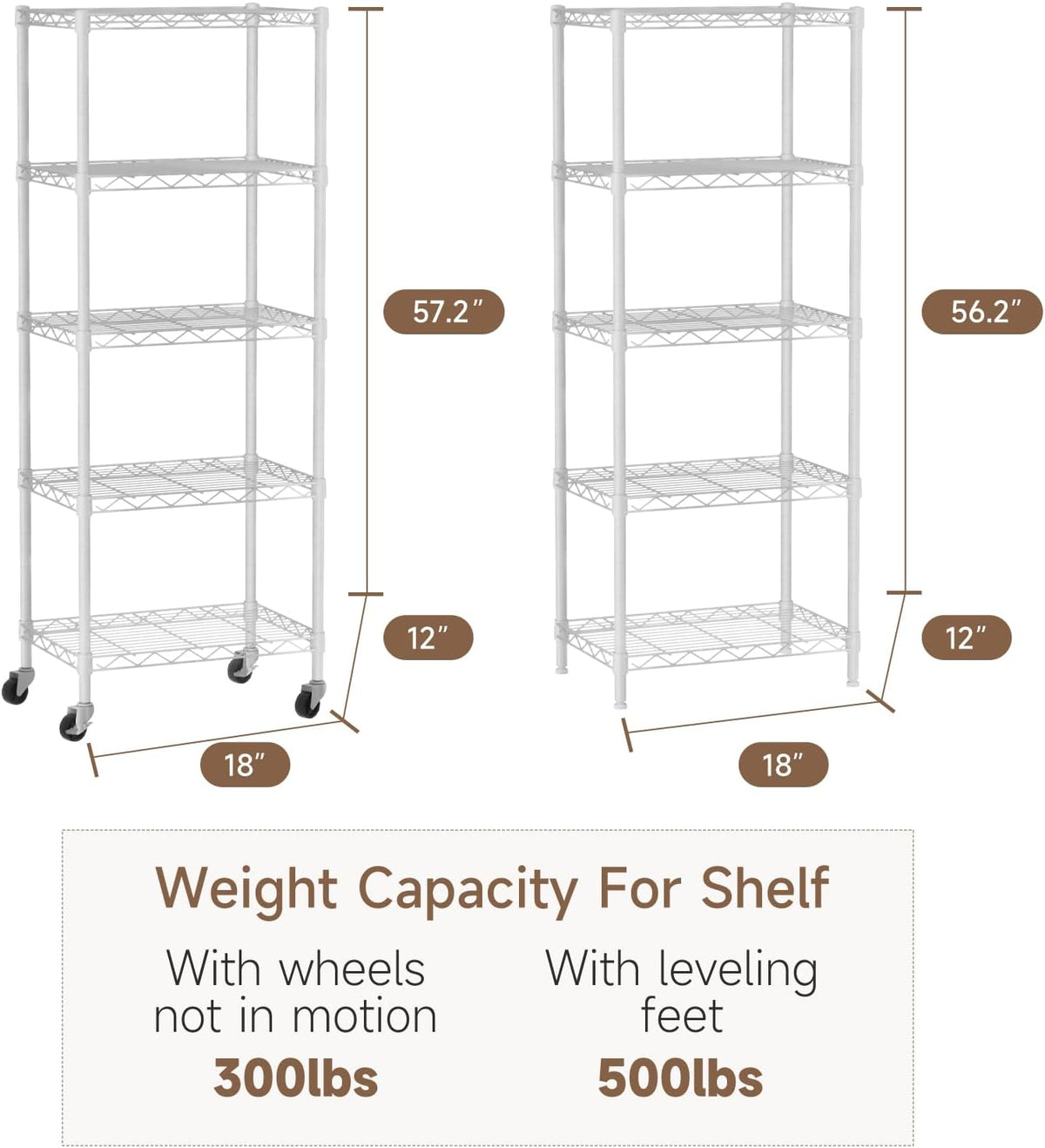 Small Shelves Storage Wire Metal Adjustable Shelf Unit with Wheels