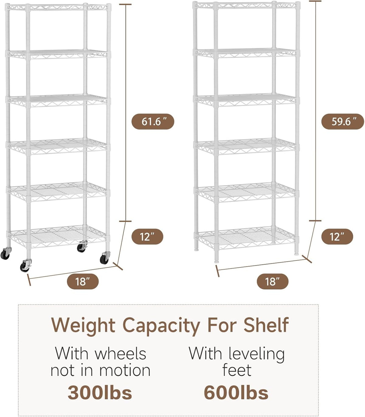 Small Shelves Storage Wire Metal Adjustable Shelf Unit with Wheels