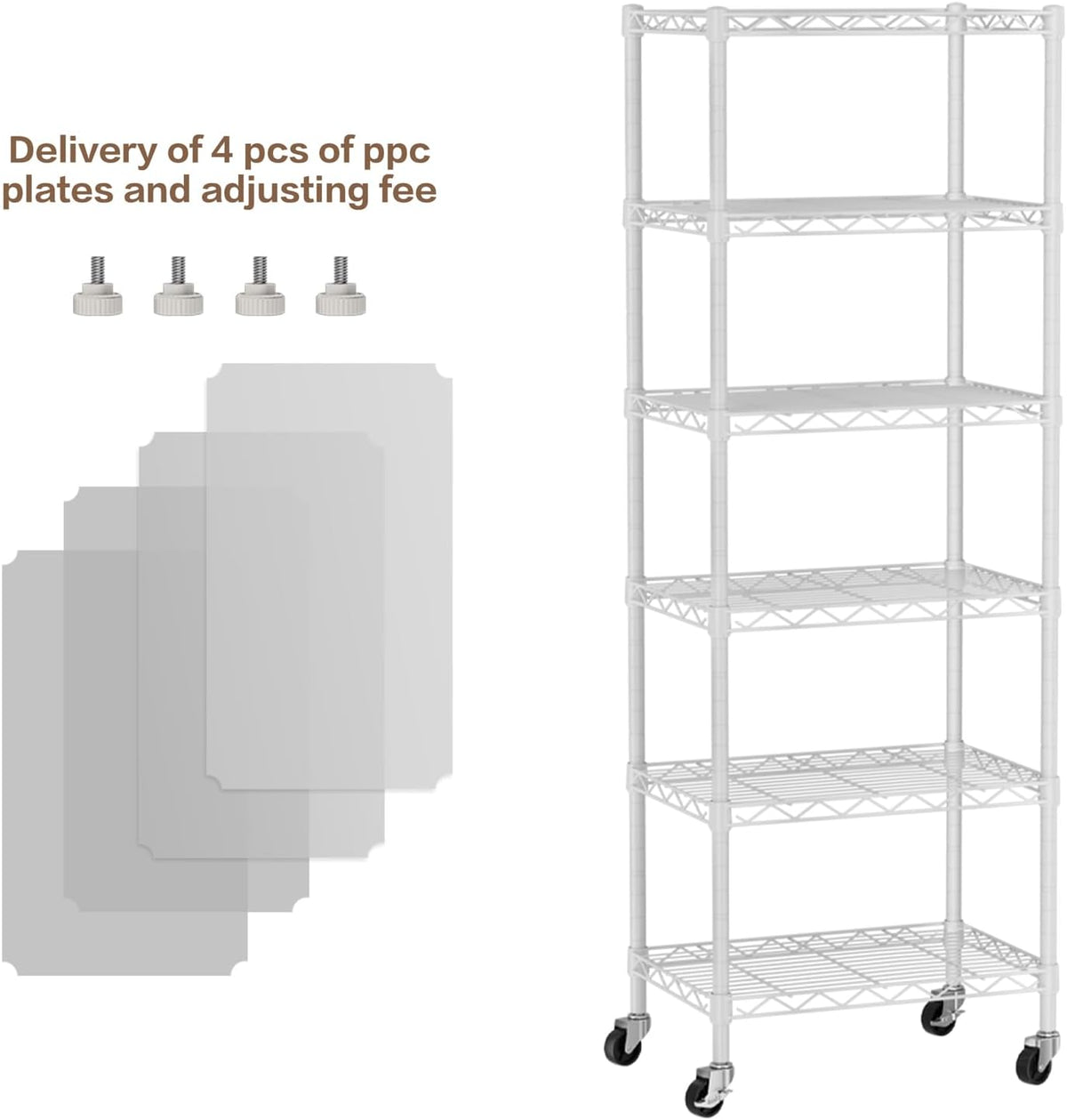 Small Shelves Storage Wire Metal Adjustable Shelf Unit with Wheels