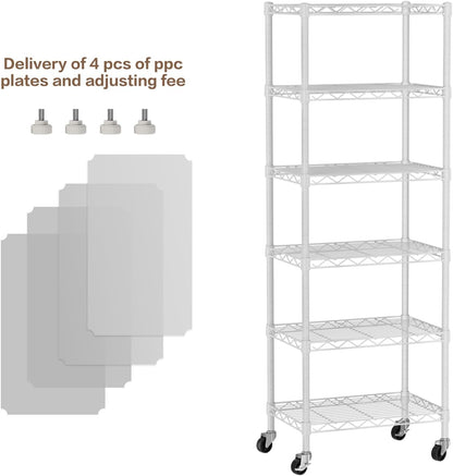 Small Shelves Storage Wire Metal Adjustable Shelf Unit with Wheels