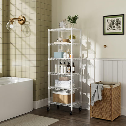 Small Shelves Storage Wire Metal Adjustable Shelf Unit with Wheels