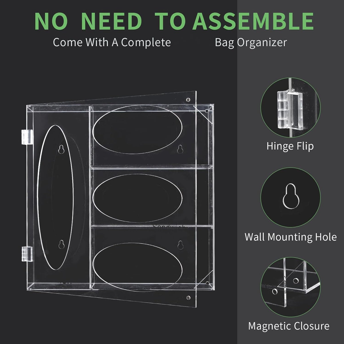 Acrylic Food Bag Storage Organizer, Acrylic Kitchen Drawer Bag Box Holder For Gallon Quart Sandwich And Snack, Compatible With Variety Size Bags Dispenser