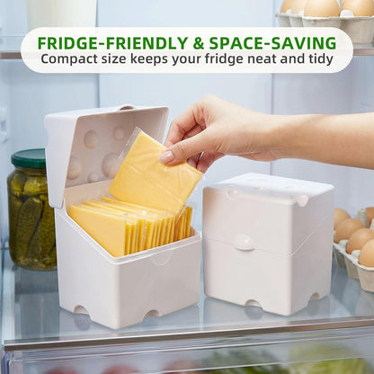 Storage Container for American Sliced Cheese, BPA-Free ABS Case Holds 24 | Durable plastic cheese container for refrigerator, organizes cheese on fridge shelves, keeps packs neat and easy to grab