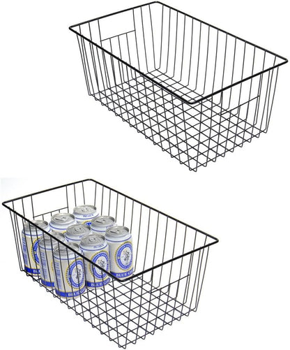 16inch Upright Freezer Organizer Baskets for 13-14,16-21 cu.ft Standup Freezer, Settle freezer chaos and reduce food waste effectively, Durable, Fully Use Space, Improve Air Circulate, Black, 4pcs