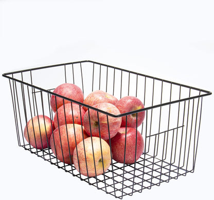 16inch Upright Freezer Organizer Baskets for 13-14,16-21 cu.ft Standup Freezer, Settle freezer chaos and reduce food waste effectively, Durable, Fully Use Space, Improve Air Circulate, Black, 4pcs