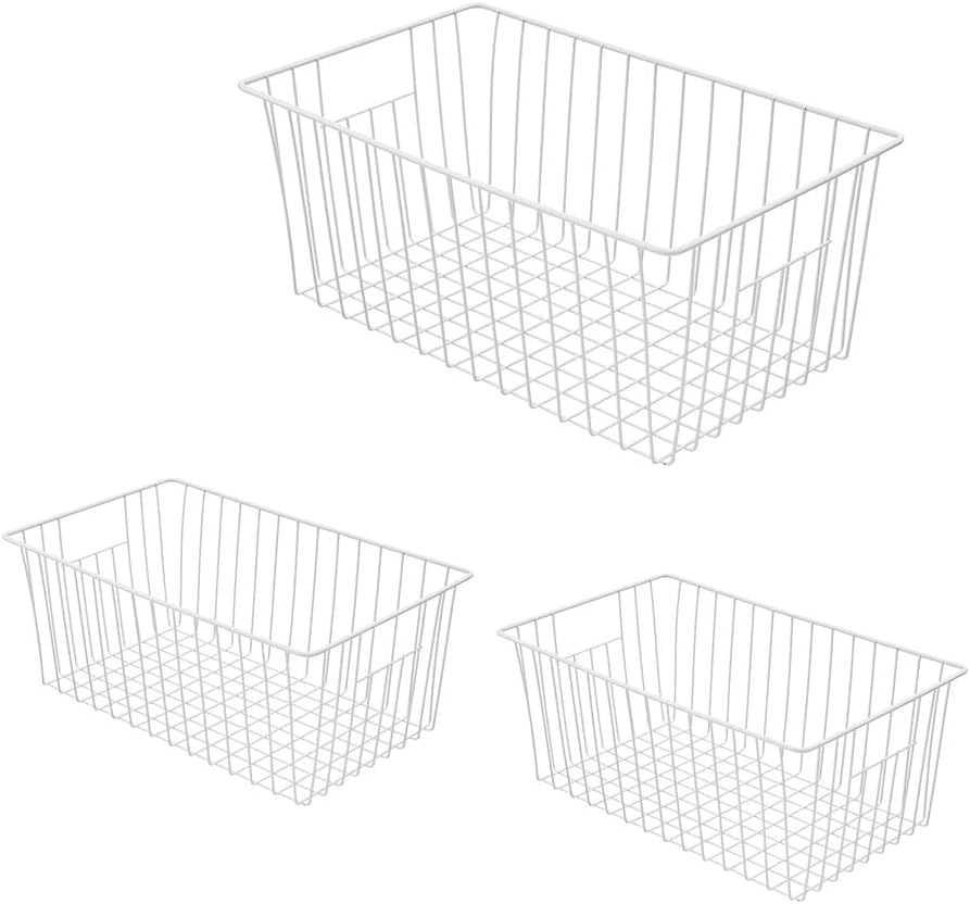 16inch Upright Freezer Organizer Baskets for 13-14,16-21 cu.ft Standup Freezer, Settle freezer chaos and reduce food waste effectively, Durable, Fully Use Space, Improve Air Circulate, Black, 4pcs
