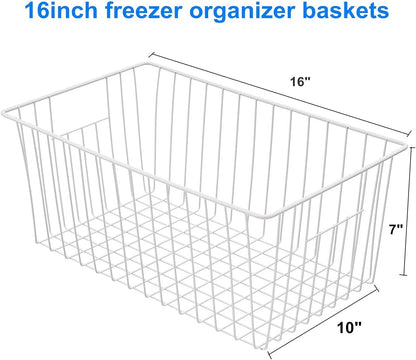 16inch Upright Freezer Organizer Baskets for 13-14,16-21 cu.ft Standup Freezer, Settle freezer chaos and reduce food waste effectively, Durable, Fully Use Space, Improve Air Circulate, Black, 4pcs