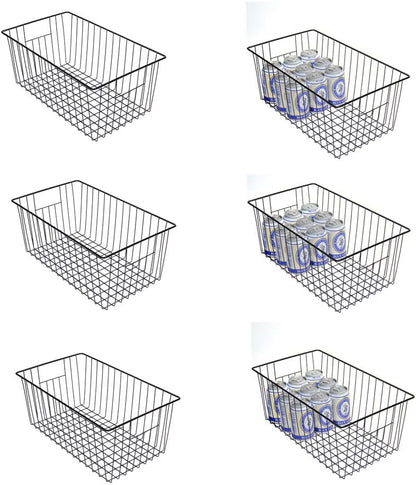 16inch Upright Freezer Organizer Baskets for 13-14,16-21 cu.ft Standup Freezer, Settle freezer chaos and reduce food waste effectively, Durable, Fully Use Space, Improve Air Circulate, Black, 4pcs