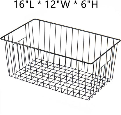 16inch Upright Freezer Organizer Baskets for 13-14,16-21 cu.ft Standup Freezer, Settle freezer chaos and reduce food waste effectively, Durable, Fully Use Space, Improve Air Circulate, Black, 4pcs