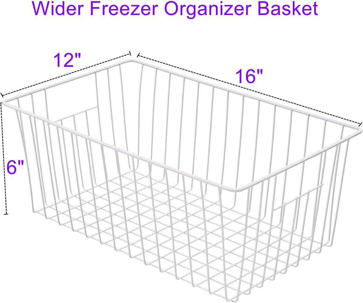 16inch Upright Freezer Organizer Baskets for 13-14,16-21 cu.ft Standup Freezer, Settle freezer chaos and reduce food waste effectively, Durable, Fully Use Space, Improve Air Circulate, Black, 4pcs