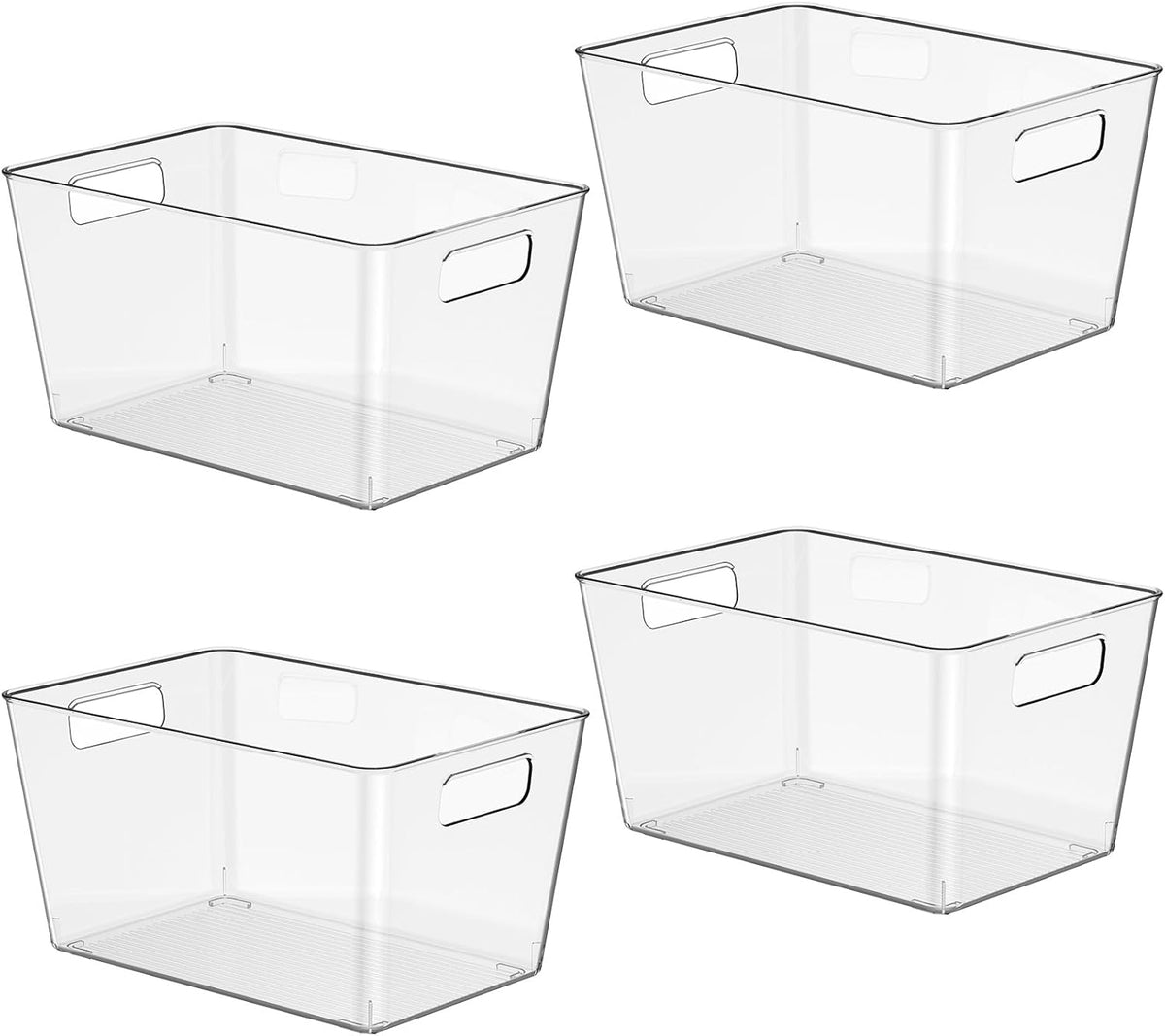 Clear Plastic Storage Bins, 11" Large Pantry Organizer Bins with Handles, Plastic Containers for Refrigerator,BPA-Free Perfect for Kitchen,Fridge,Cabinet,Pantry,Bathroom,Closet Organization