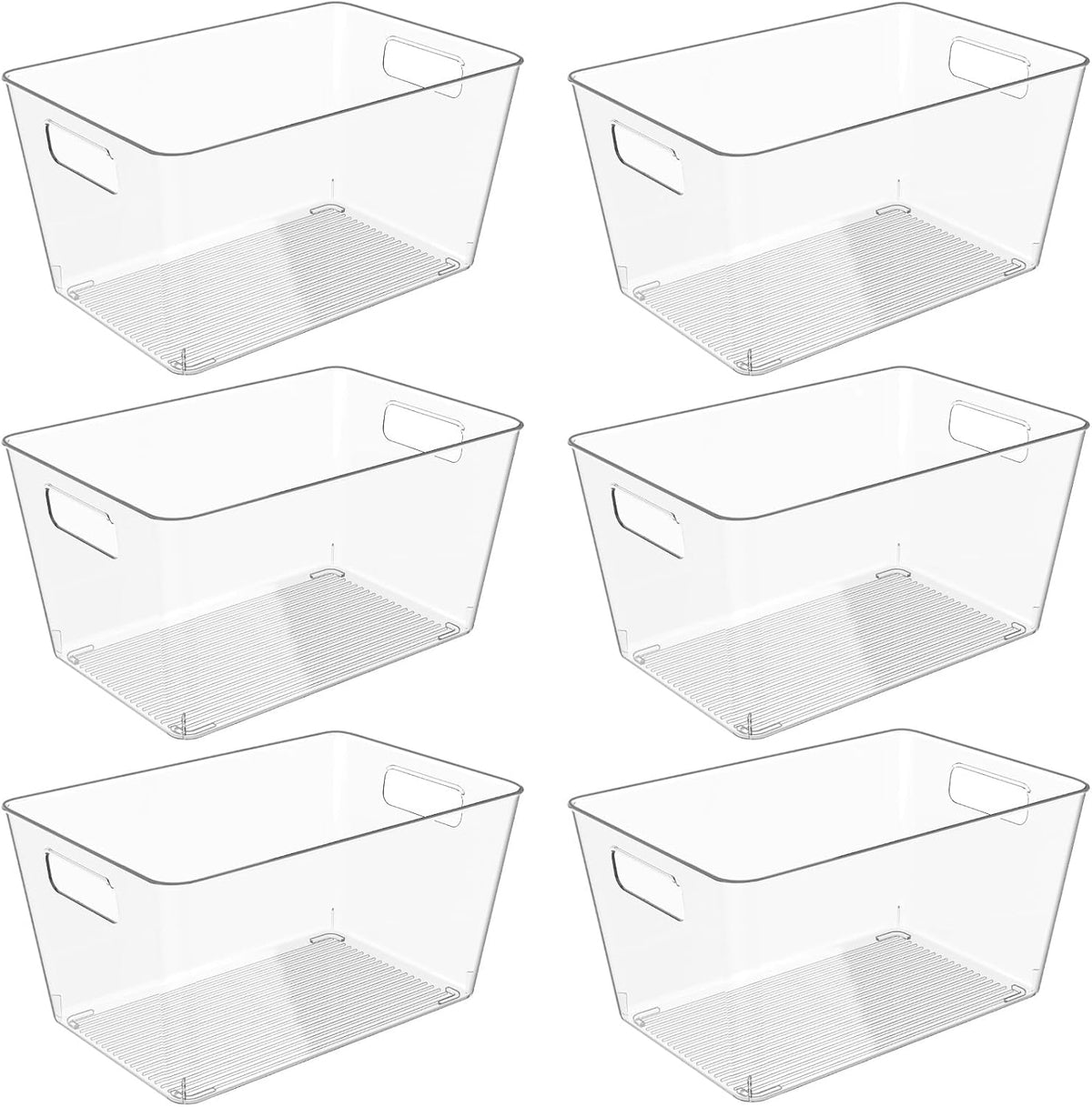 Clear Plastic Storage Bins, 11" Large Pantry Organizer Bins with Handles, Plastic Containers for Refrigerator,BPA-Free Perfect for Kitchen,Fridge,Cabinet,Pantry,Bathroom,Closet Organization