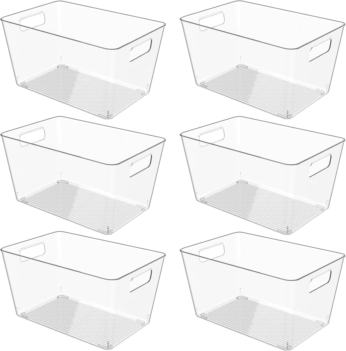 Clear Plastic Storage Bins, 11" Large Pantry Organizer Bins with Handles, Plastic Containers for Refrigerator,BPA-Free Perfect for Kitchen,Fridge,Cabinet,Pantry,Bathroom,Closet Organization