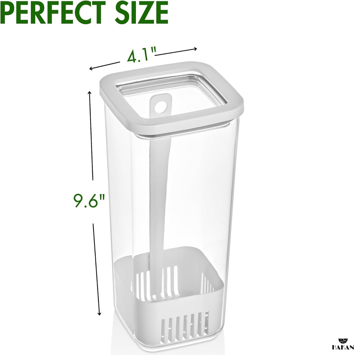 Herb Keeper for Refrigerator | Vegetable Containers for Fridge | Herb Saver with Water Reservoir Case and Strainer | Vegetable Preservation Container for Mint, Parsley, 1.8 qt