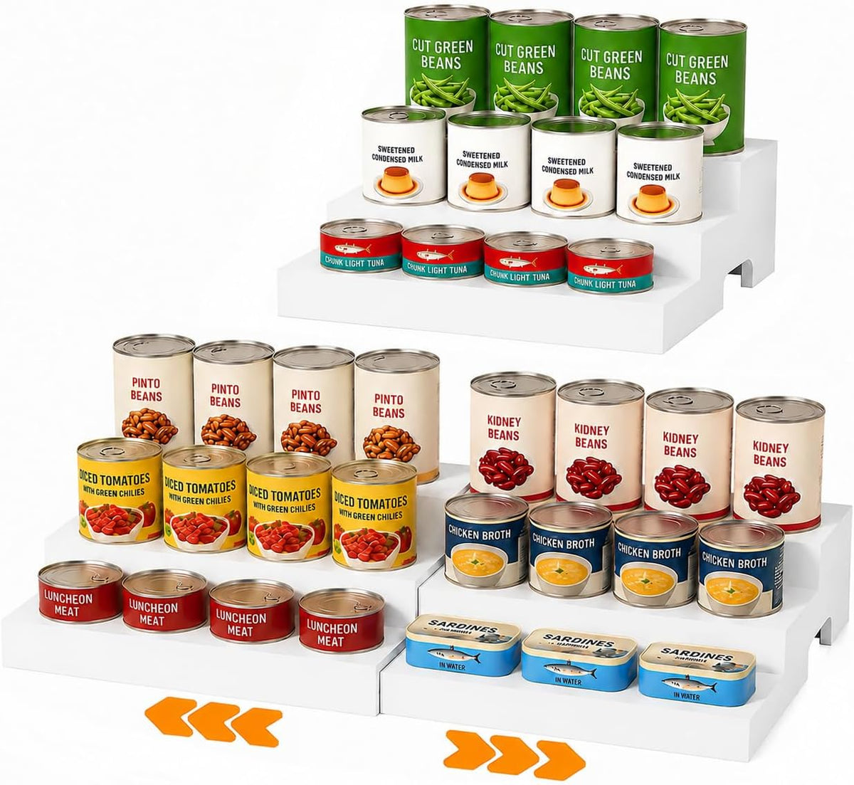 Expandable 3-Tier Wooden Can Organizer for Pantry, Adjustable Shelf Holds 24 Cans, Storage Rack for Cabinet & Countertop, Space Saving Pantry Organizer for Small Kitchens and Apartments
