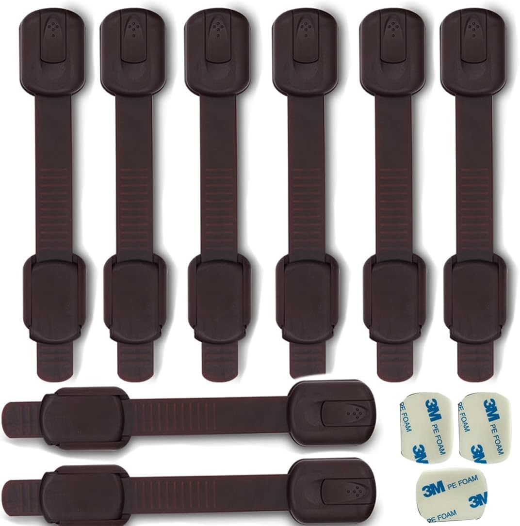 Child Safety Cabinet Locks for Baby Proof,Child Proof Safety Locks for Cabinets,Drawers,Cupboard,Oven,Fridge,8Packs Brown Locks