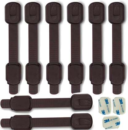 Child Safety Cabinet Locks for Baby Proof,Child Proof Safety Locks for Cabinets,Drawers,Cupboard,Oven,Fridge,8Packs Brown Locks