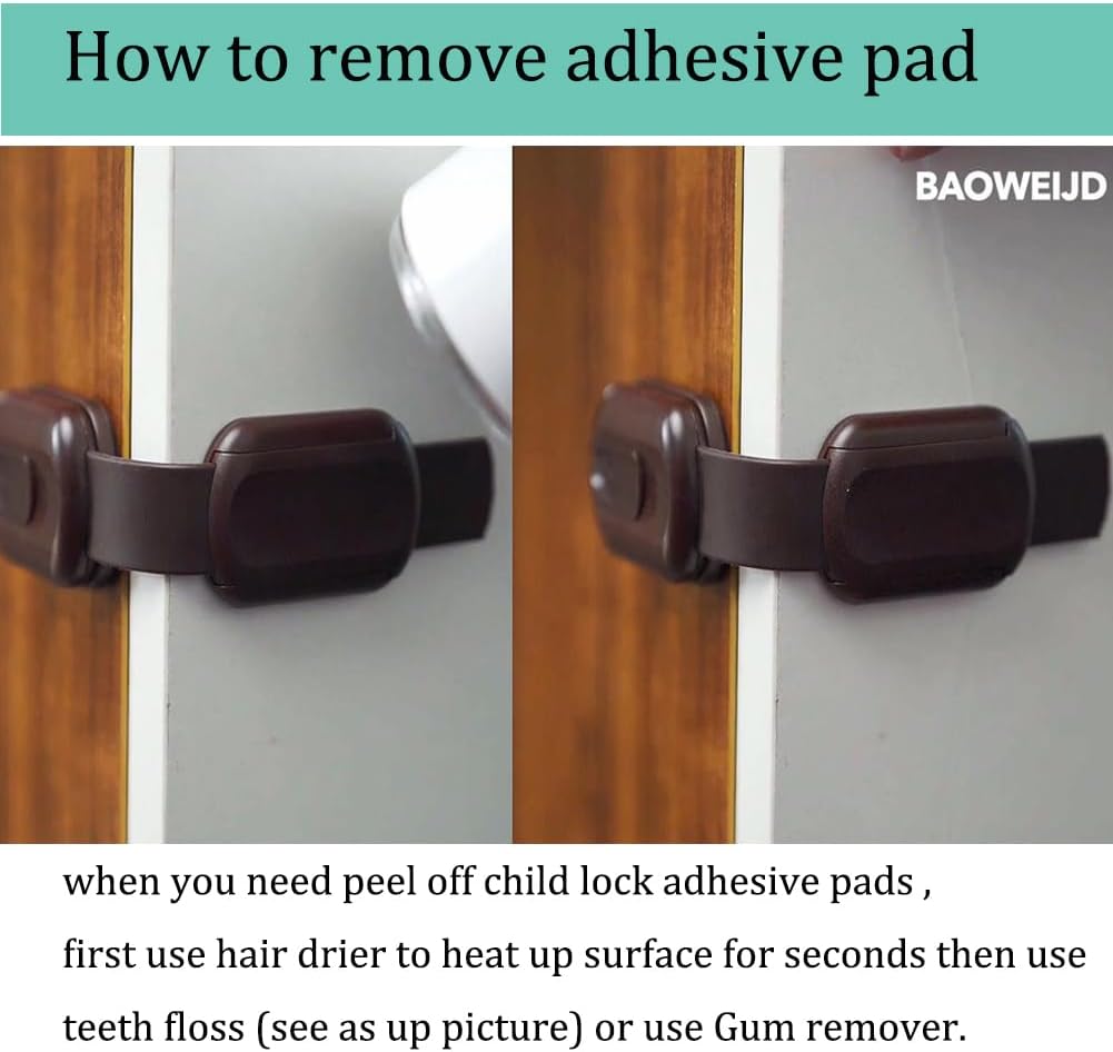 Child Safety Cabinet Locks for Baby Proof,Child Proof Safety Locks for Cabinets,Drawers,Cupboard,Oven,Fridge,8Packs Brown Locks