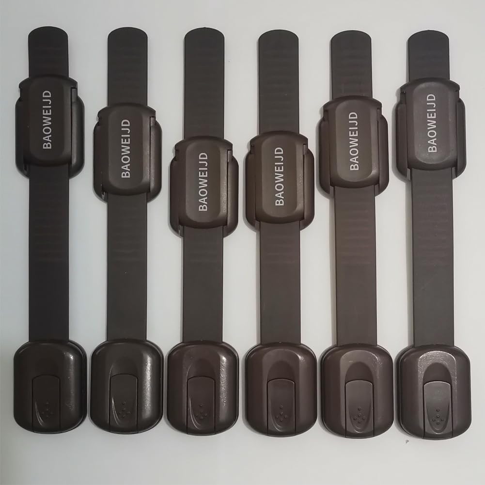 Child Safety Cabinet Locks for Baby Proof,Child Proof Safety Locks for Cabinets,Drawers,Cupboard,Oven,Fridge,8Packs Brown Locks