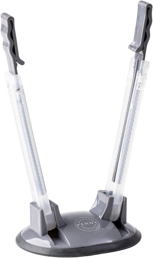 Freezer Bag Holder Stand (2 Pack) | Freezer Bag Stands | Ziplock Bag Holder for Filling | Adjustable Hands-Free Rack Clip | Meal Prep Bag Stand | Non-Slip Rubber Base (Grey)