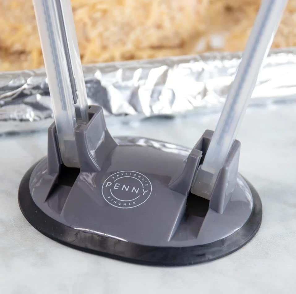 Freezer Bag Holder Stand (2 Pack) | Freezer Bag Stands | Ziplock Bag Holder for Filling | Adjustable Hands-Free Rack Clip | Meal Prep Bag Stand | Non-Slip Rubber Base (Grey)