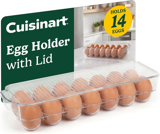 Cuisinart Egg Holder for Fridge, Holds 14 Eggs, Stackable | Clear BPA-free plastic with fitted lid, fits standard refrigerator shelves, replaces flimsy cartons, hand wash only