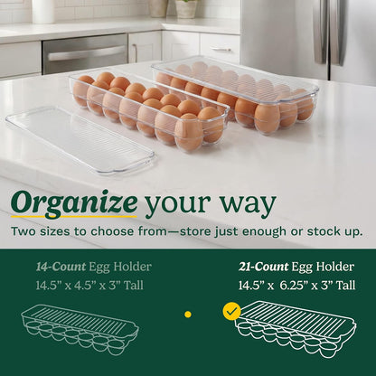 Cuisinart Egg Holder for Fridge, Holds 14 Eggs, Stackable | Clear BPA-free plastic with fitted lid, fits standard refrigerator shelves, replaces flimsy cartons, hand wash only