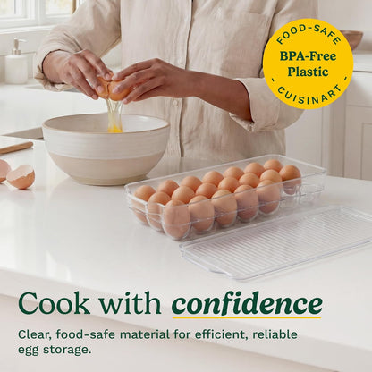 Cuisinart Egg Holder for Fridge, Holds 14 Eggs, Stackable | Clear BPA-free plastic with fitted lid, fits standard refrigerator shelves, replaces flimsy cartons, hand wash only