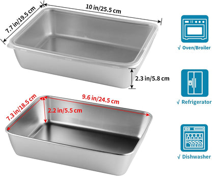 4 Pcs (68oz) Stainless Steel Food Containers with Clear Lids, 10" x 7.7" Stackable Snack Storage Boxes, Deli Meat Keeper for Refrigerator or Picnic, BBQ Party, Office, Gym Lunch