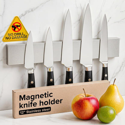 Steel Magnetic Knife Holder Strip for Wall, No Screws, 10" (25cm)