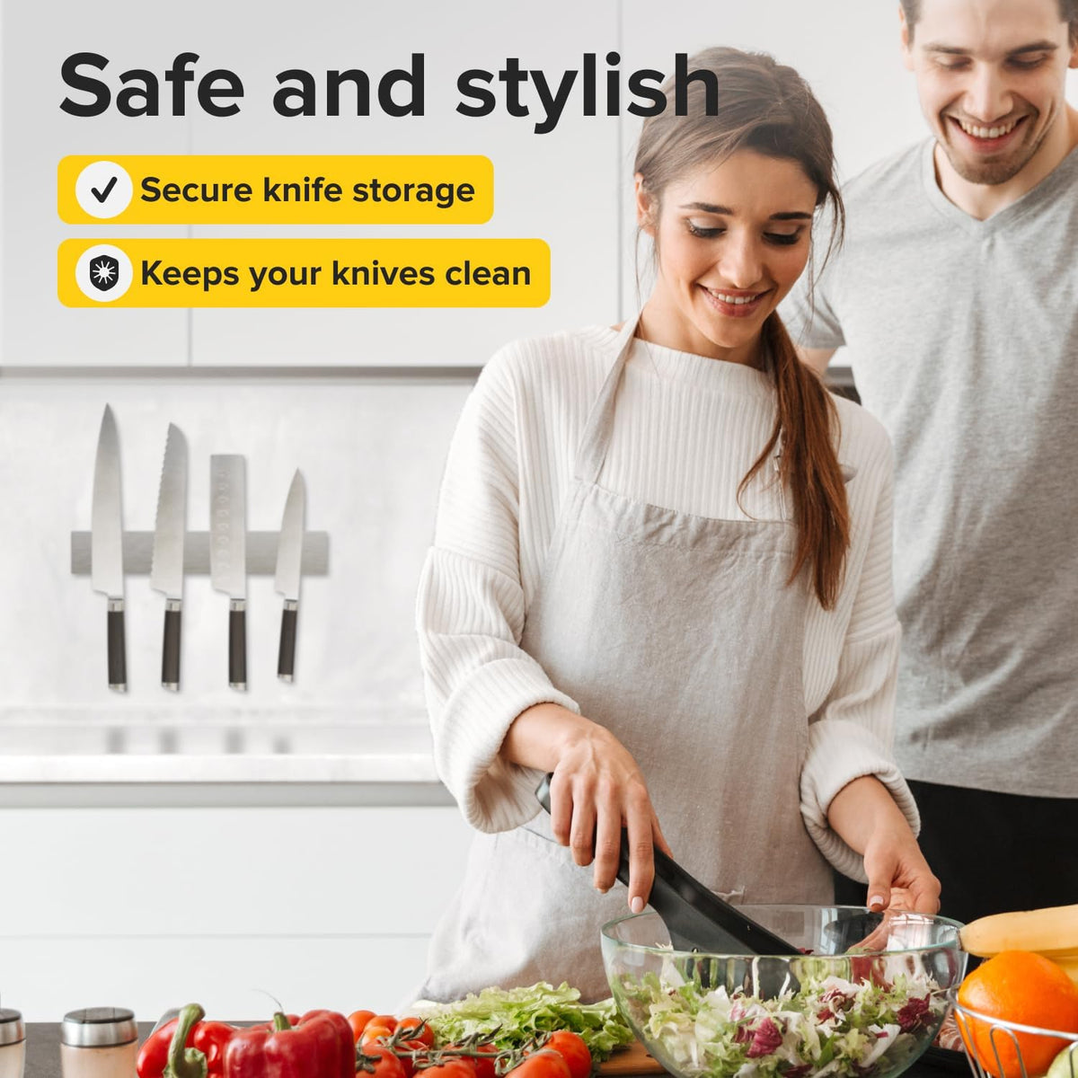 Steel Magnetic Knife Holder Strip for Wall, No Screws, 10" (25cm)