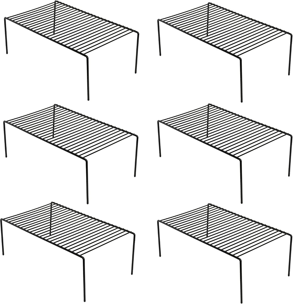 Set of 6 Large (15.7 x 9.4 Inch) Kitchen Cabinet Organizer Shelf, Wire Freezer Storage Shelves Rack, Rustproof Steel Metal Shelf Riser for Dish Plates Pantry Cupboard Organization, White