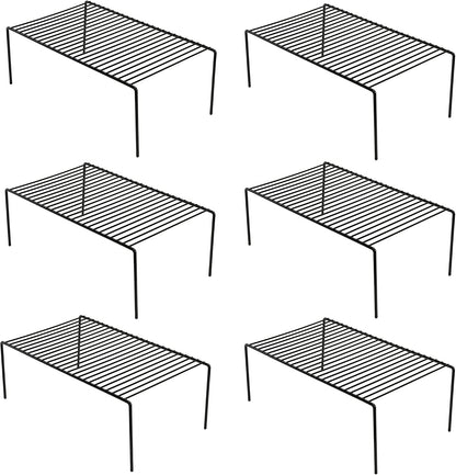 Set of 6 Large (15.7 x 9.4 Inch) Kitchen Cabinet Organizer Shelf, Wire Freezer Storage Shelves Rack, Rustproof Steel Metal Shelf Riser for Dish Plates Pantry Cupboard Organization, White