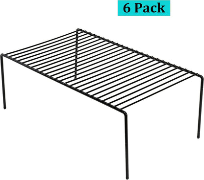 Set of 6 Large (15.7 x 9.4 Inch) Kitchen Cabinet Organizer Shelf, Wire Freezer Storage Shelves Rack, Rustproof Steel Metal Shelf Riser for Dish Plates Pantry Cupboard Organization, White