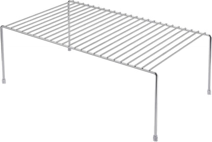 Set of 6 Large (15.7 x 9.4 Inch) Kitchen Cabinet Organizer Shelf, Wire Freezer Storage Shelves Rack, Rustproof Steel Metal Shelf Riser for Dish Plates Pantry Cupboard Organization, White