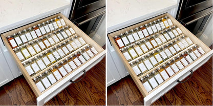Clear Acrylic Spice Drawer Organizer, 4 Tier- 2 Set Expandable From 13" to 26" Drawer Seasoning Organizer, Kitchen Spice Rack Tray for Drawer/Countertop (Jars not included)