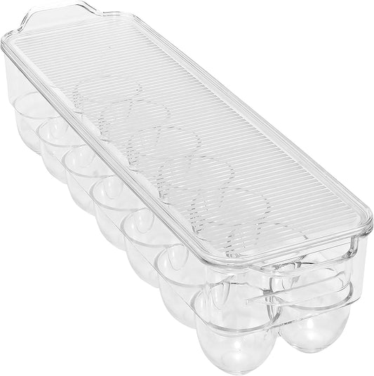Egg Crate | Dimensions: 14.5"x4.5"x2.9" | Fits 14 Eggs per Crate | Stackable | BPA Free | Easy Pull Handles | Kitchen Organization | Clear